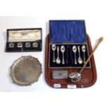 A collection of silver, including: a George II silver waiter, by John Robinson, London, 1745; a