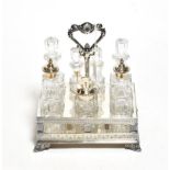 A Victorian Elkington silver plated seven bottle cruet stand, date code for 1876, rectangular with