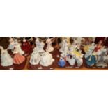 A group of Royal Doulton ladies and a Lladro elephant etc (six trays)