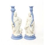 A pair of Wedgwood blue Jasper ware, a pair of Ceres & Cybele candlesticks, limited edition number