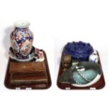 Japanese Imari vase and bowl, Helmsdale ceramic goose, Indian brass bound rosewood pen box, a 19th