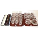 A part suite of Waterford crystal glass including tumblers and brandy balloons etc (two trays)
