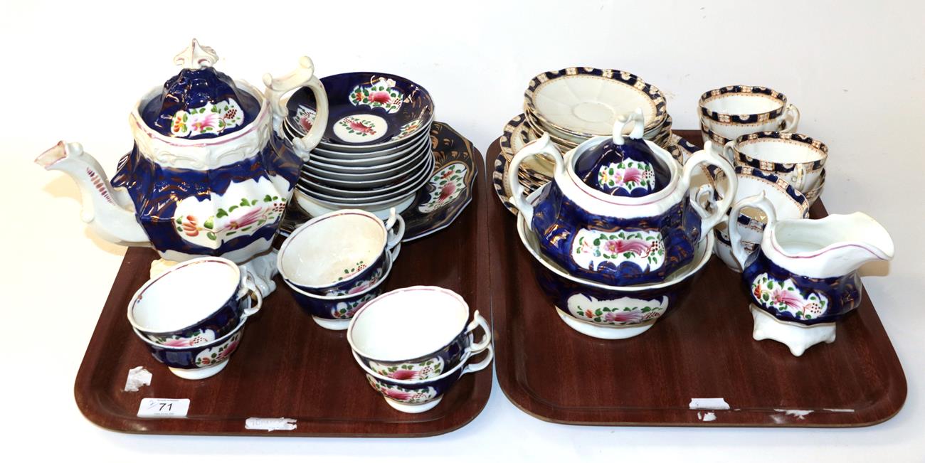 A 19th century part tea service together with a late tea service