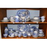 A collection of 19th century and later Spode blue Italian and old willow pattern blue and white
