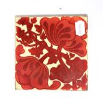 A Maw & Co ruby lustre 6'' earthenware tile, decorated with ivy and flower heads, indistinctly