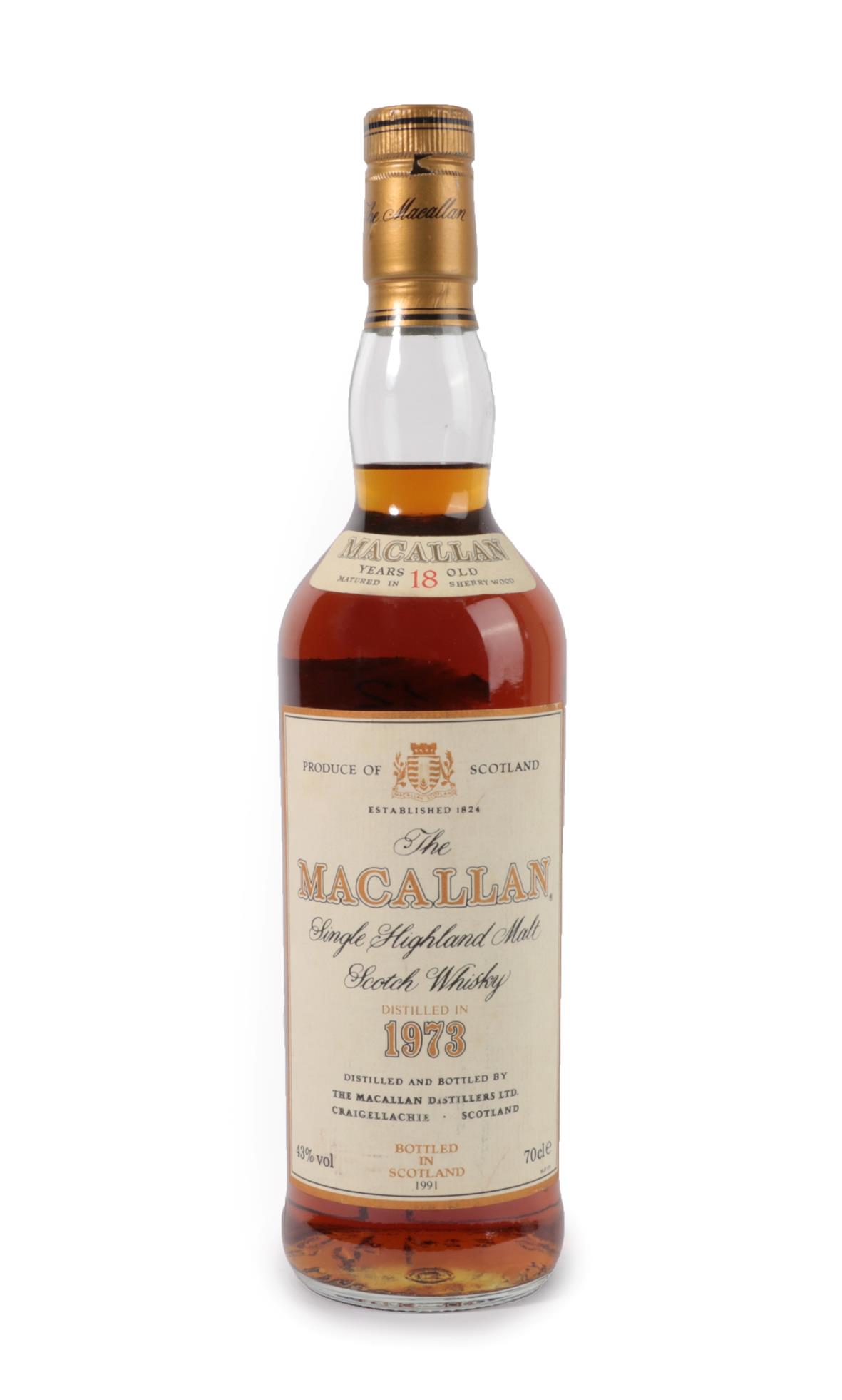 The Macallan Single Highland Malt Scotch Whisky 18 Years Old, distilled 1973, bottled 1991, 43%,