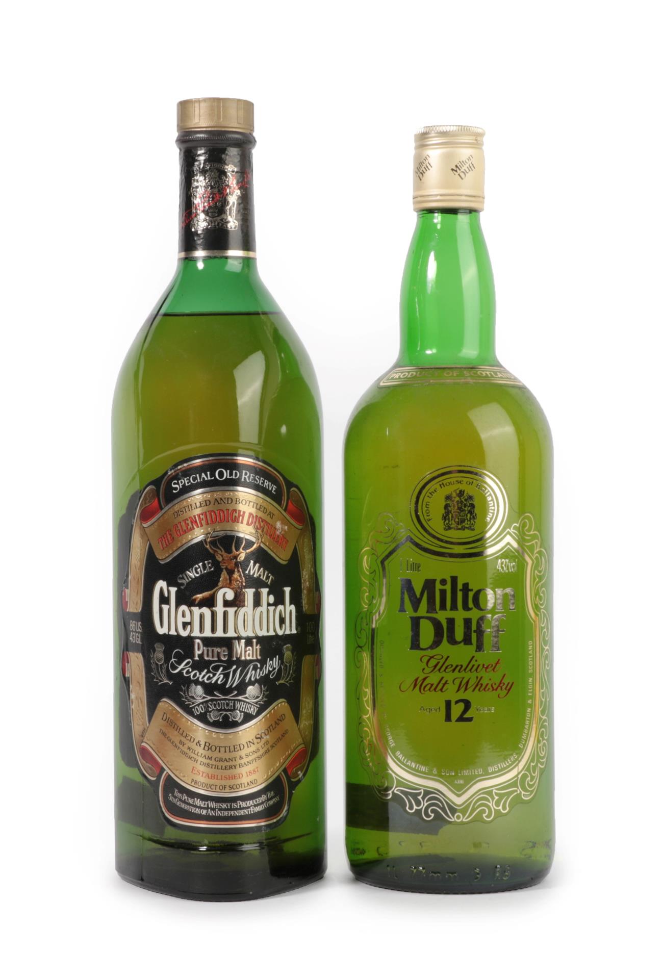 Milton Duff 12 Years Old Glenlivet Malt Whisky, 1980s bottling, 43% vol 1Litre (one bottle),