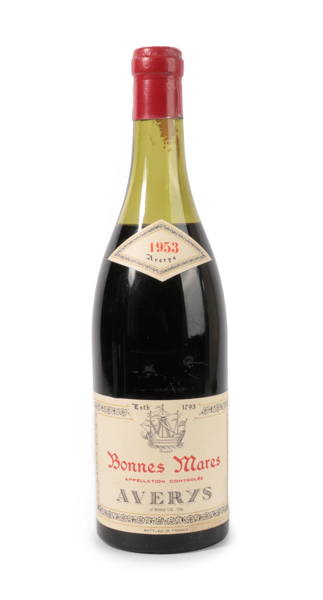 Averys Bonnes-Mares 1953 Pinot Noir Burgundy (one bottle) This lot is subject to VAT on the hammer