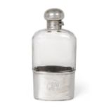 A George V Silver-Mounted Cut-Glass Flask, by Samuel Summers and Ernest Drew, London, 1912, the oval