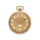 A 14 Carat Gold Open Faced Keyless Pocket Watch, signed International Watch Company, Schaffhausen,