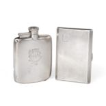 A George VI Silver Hip-Flask and a George VI Silver Cigarette-Case, The Hip-Flask by James Dixon