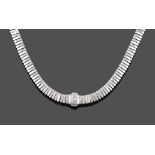 A Contemporary 18 Carat White Gold Fancy Link Necklace, by Chimento, rectangular links with