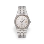 A Stainless Steel Calendar Centre Seconds Wristwatch, signed Omega, model: Seamaster, circa 1975,