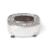 A George V Silver and Tortoiseshell Box, by Constance Pearson, London, 1911, oval and on four
