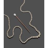 A Cultured Pearl Necklace, the one hundred and fifty eight graduated cultured pearls knotted to a