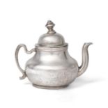 A Dutch Toy Miniature Teapot, Maker's Mark Possibly LB, Amsterdam, Apparently 1742, pear-shaped and