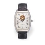 A Stainless Steel Tonneau Shaped Automatic Centre Seconds Wristwatch, signed Frederique Constant,