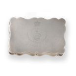 An Edward VII Silver Regimental Snuff-Box, by Deakin and Francis, Birmingham, 1902, shaped oblong,