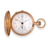 An 18 Carat Gold Split Seconds Chronograph Full Hunter Keyless Pocket Watch, signed Agassiz, circa