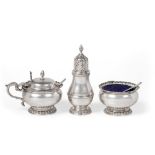 A Three-Piece Elizabeth II Silver Condiment-Set, by Richard Comyns, London, 1969, in the George