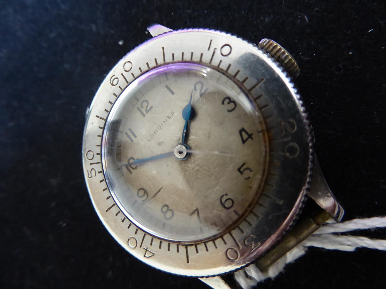 A Rare Stainless Steel Air Ministry Military Issue Pilots Wristwatch, signed Longines, Weems, - Image 4 of 14