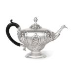 A Victorian Silver Teapot, by George Angell and Co., London, 1849, inverted pear-shaped and on
