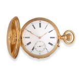 An 18 Carat Gold Quarter Repeater Full Hunter Keyless Pocket Watch, signed Pateck & Cie, Geneve,