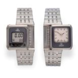 An Unusual Analogue/Digital Stainless Steel Reversible Wristwatch, signed Omega, model: Equinoxe,