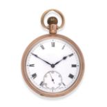 A 9 Carat Gold Open Faced Keyless Pocket Watch, signed Zenith, 1924, lever movement signed and