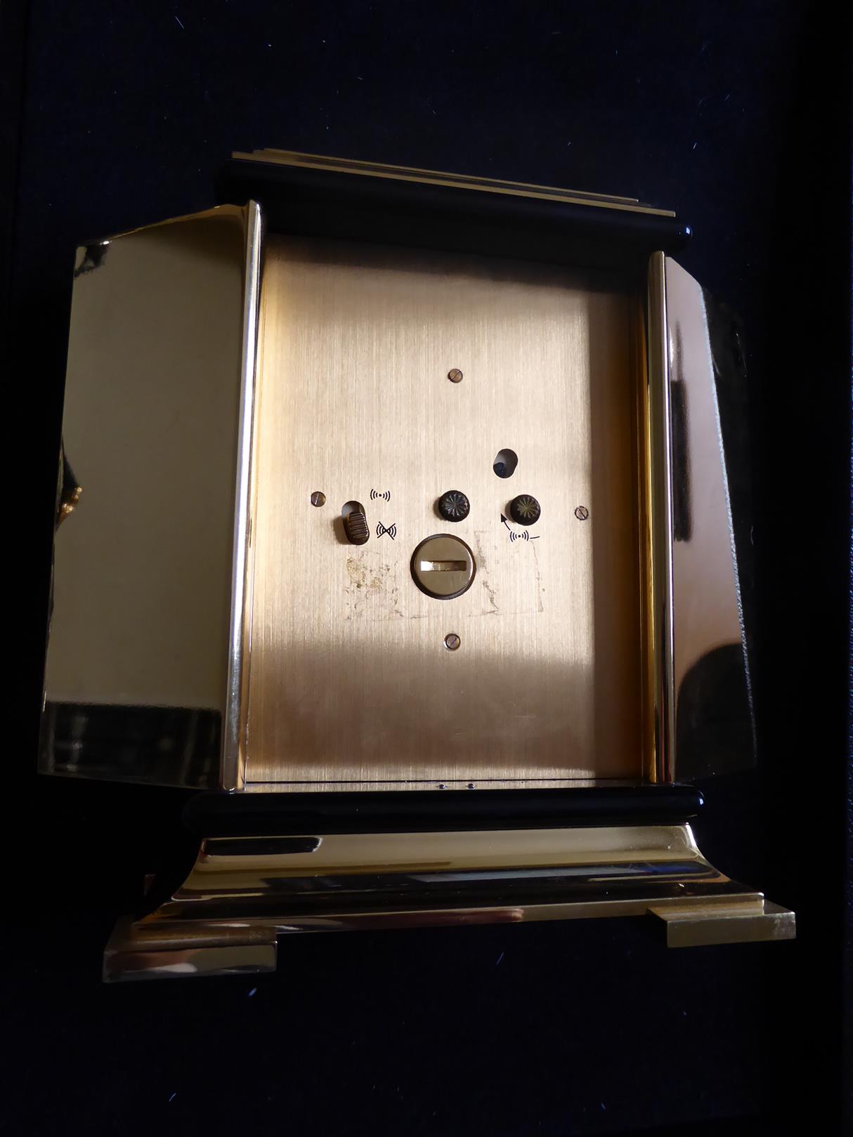 An Art Deco Style Gilt Metal Calendar Alarm Desk Timepiece, signed Faberge, Paris, circa 1995, - Image 5 of 7