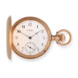 An 18 Carat Gold Full Hunter Keyless Lever Pocket Watch, signed Waltham, 1886, lever movement signed