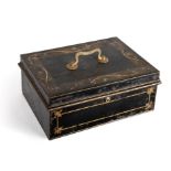 A Victorian Tole Painted Strong-Box, by Sampson Mordan and Co., Second Half 19th Century, oblong,