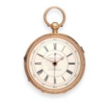 An 18 Carat Gold Chronograph Pocket Watch, signed J.V.Hoffmann, South Shields, 1886, lever