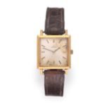 A Lady's 18 Carat Gold Square Shaped Wristwatch, signed Omega, 1964, (calibre 620) lever movement