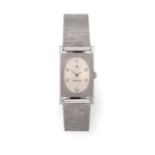 A Lady's 14 Carat White Gold Rectangular Shaped Wristwatch, signed Hamilton, circa 1950, (calibre