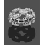 A Diamond Eternity Ring, of open brick link design, the square links with trios of round brilliant