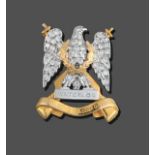 A 9 Carat Gold Diamond Waterloo Royal Scots Dragoon Guards Regimental Brooch, in the form of an