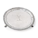 A George III Silver Waiter, by John Carter, London, 1774, shaped circular and with gadrooned border,