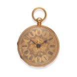 An 18 Carat Gold Fob Watch, signed Robt Forster, Corbridge, 1865, gilt lever movement signed, gold