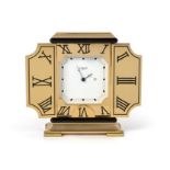 An Art Deco Style Gilt Metal Calendar Alarm Desk Timepiece, signed Faberge, Paris, circa 1995,