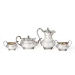A Four-Piece George V Silver Tea-Service, by Henry Atkin, Sheffield, 1921, each piece baluster, with