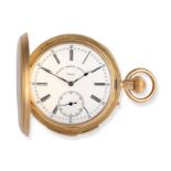 An 18 Carat Gold Minute Repeater Full Hunter Keyless Pocket Watch, signed John LeComber, 1877, lever