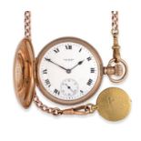 A 9 Carat Gold Full Hunter Keyless Pocket Watch, signed Waltham, 1921, lever movement signed and