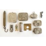 A number of vintage sprung coin holders, pocket scale etc
