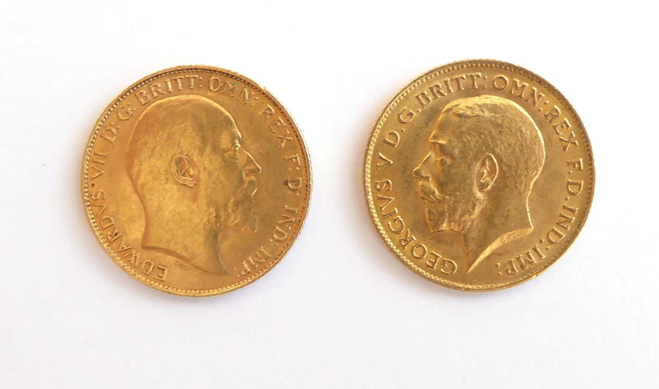 2 x Half Sovereigns: 1909 AVF & 1912 VF