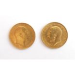 2 x Half Sovereigns: 1909 AVF & 1912 VF