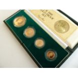 1980 Gold Four-Coin Proof Set Consisting of Proof Quintuple Sovereign, Double Sovereign, Sovereign