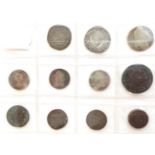 10 x English Silver & Copper coins comprising: Elizabeth I, 2 x sixpences, both 3rd/4th issue: