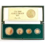 Elizabeth II (1952-), Four Coin Gold Proof Set, 1980, five pounds down to half sovereign (4