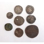 Charles I Halfgroats x 3 one holed, Commonwealth x 2 S3221 along with Charles II 1674 S3390 a